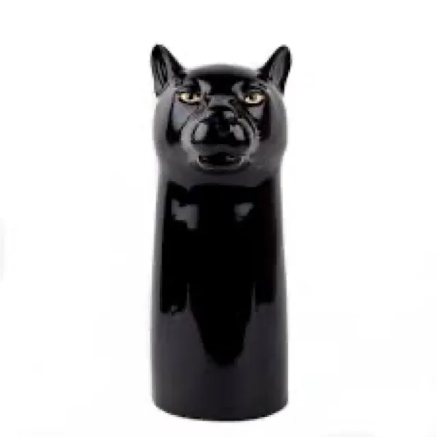 Quail Ceramic Flower Vase Black Panther