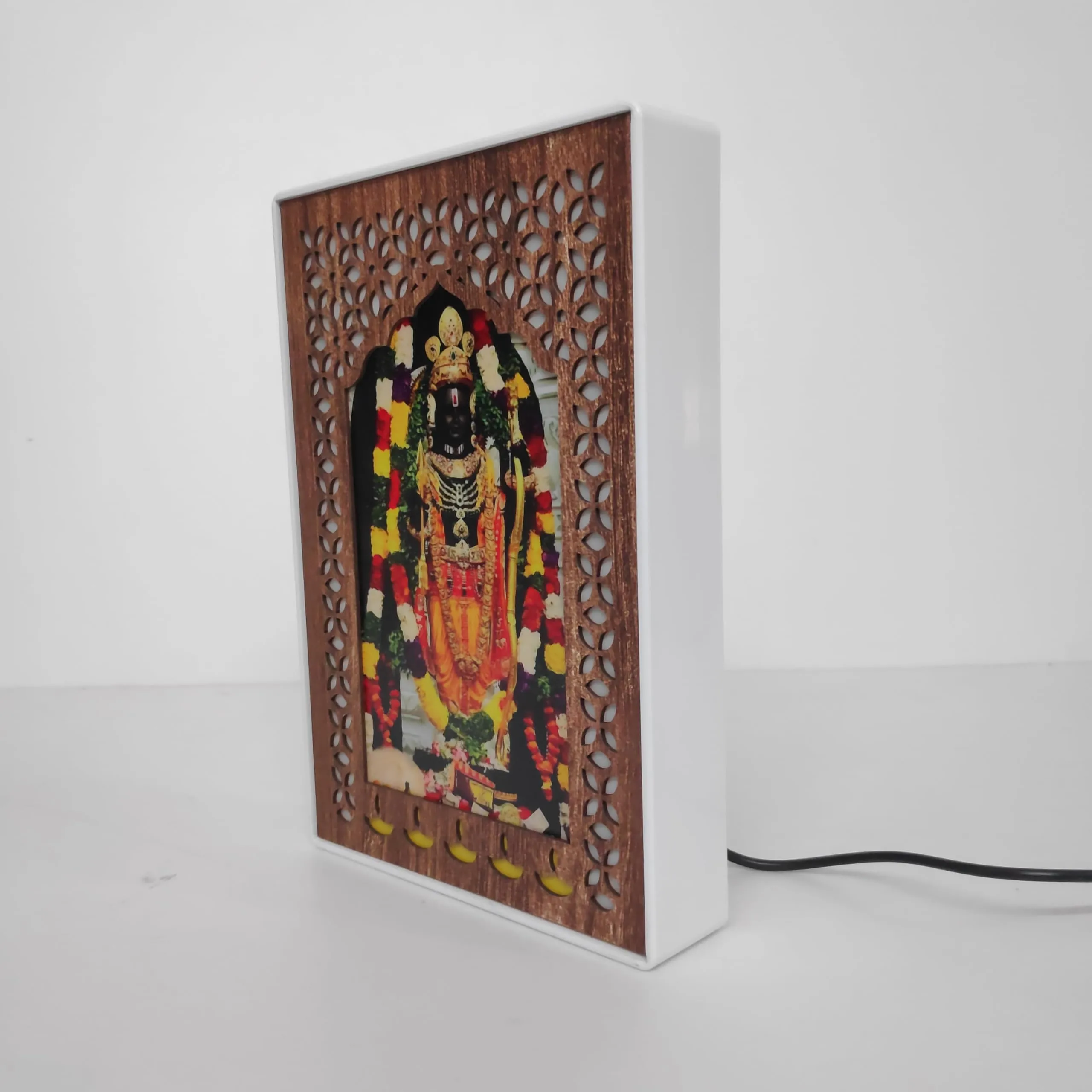 Regalo Casila Ayodhya Ram Lalla Photo 6X9 In Led Light Photo Frame Pooja Room Décor Lord Rama Table Top Religious Gift Table Top & Wall Hanging Usb Cable God Photo Frame With Light Plastic