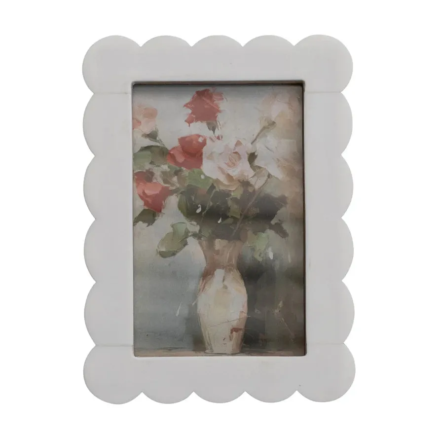 Resin & MDF Scalloped Photo Frame - White