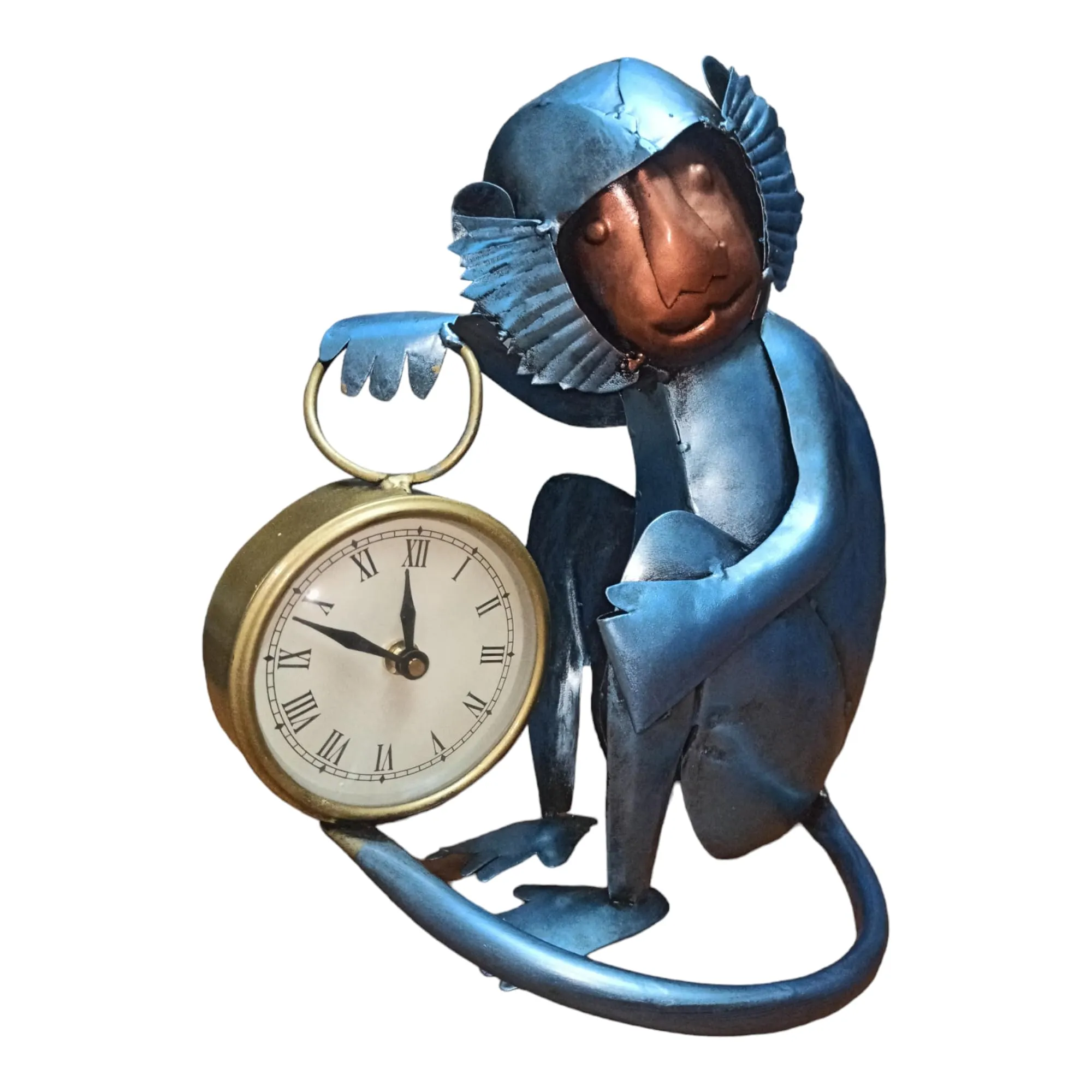 Royal Craft Palace Jungle Timekeeper Metal Monkey Clock (4")