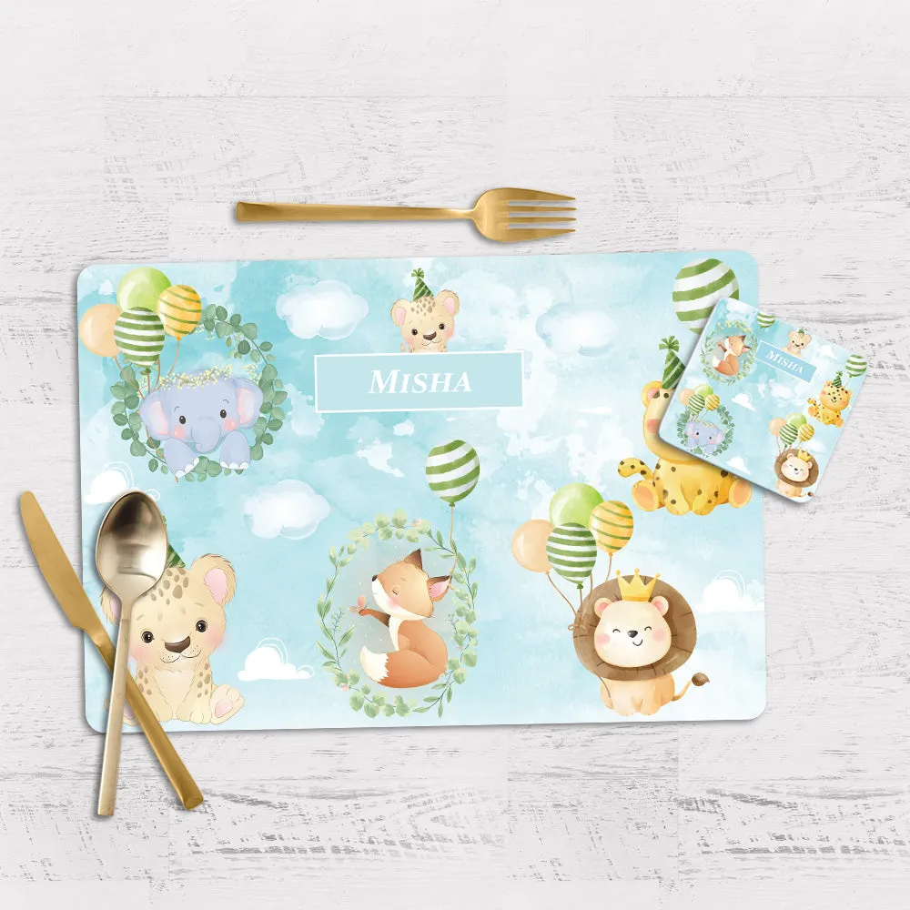 Safari Soiree Tableware Set (kids) (4 Placemats & 4 Casters)
