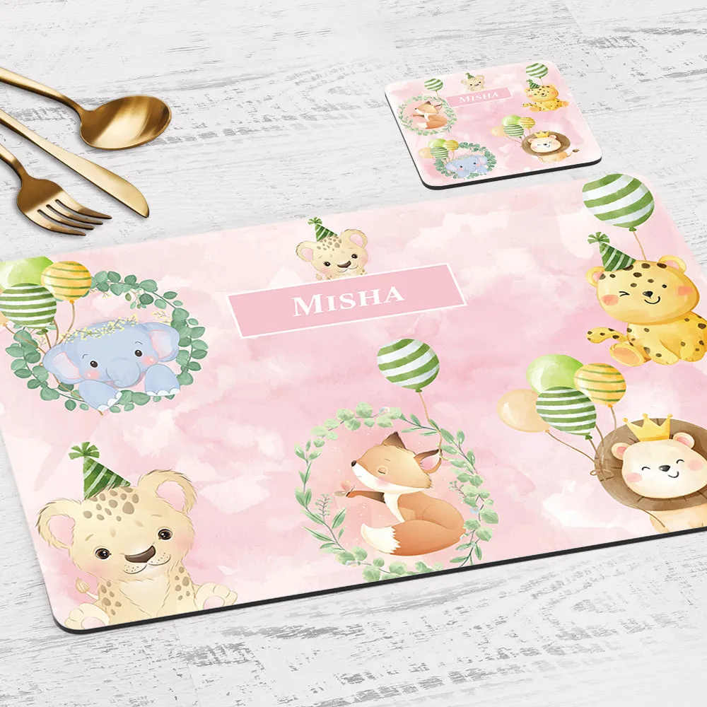 Safari Soiree Tableware Set (kids) (4 Placemats & 4 Casters)