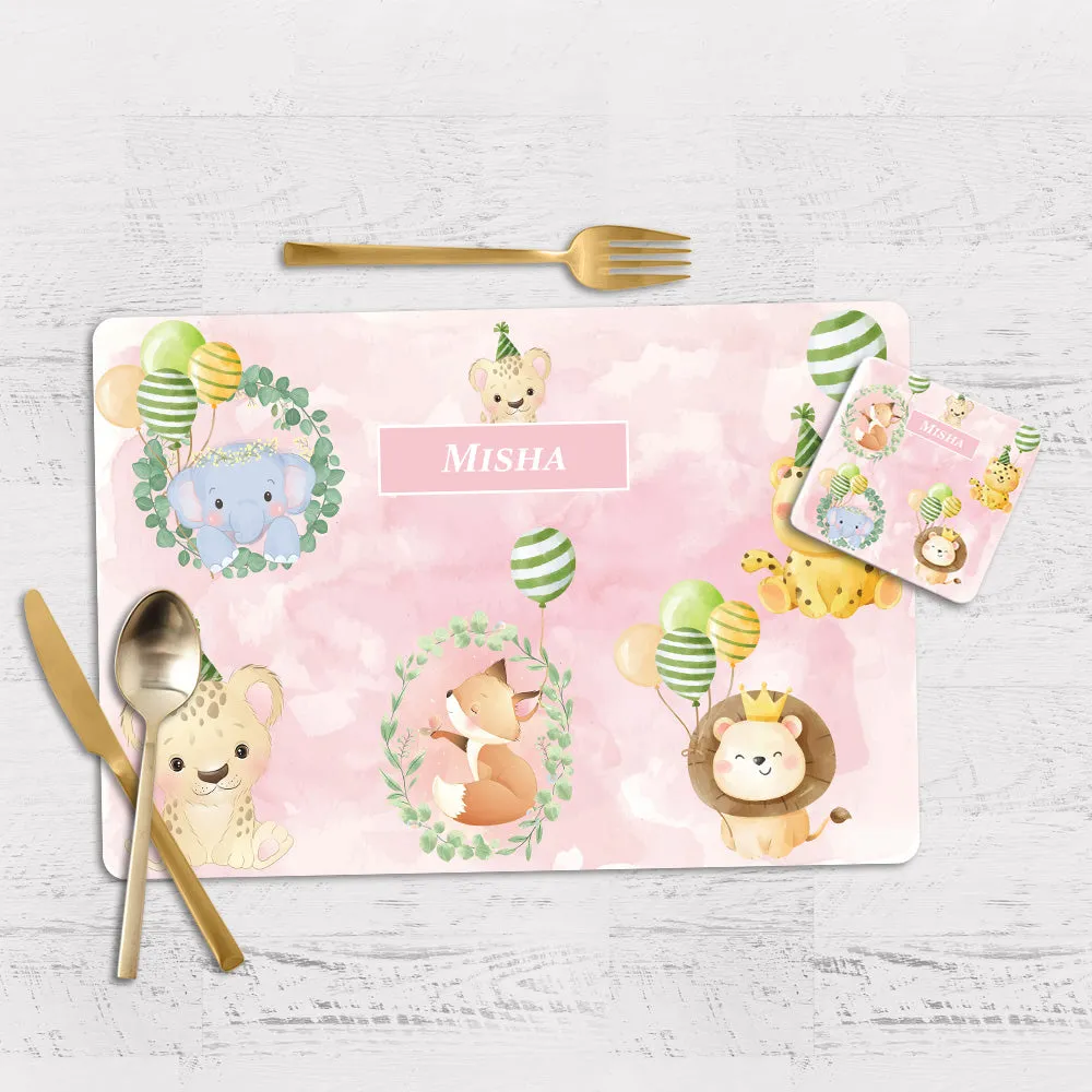 Safari Soiree Tableware Set (kids) (4 Placemats & 4 Casters)