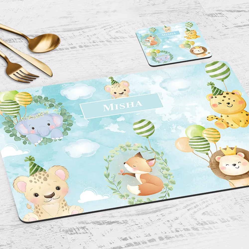 Safari Soiree Tableware Set (kids) (4 Placemats & 4 Casters)