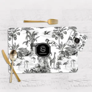 Savanna Noir Tableware Set (4 Placemats & 4 Casters)