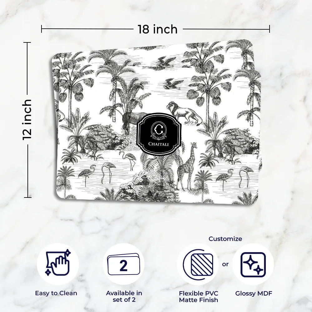 Savanna Noir Tableware Set (4 Placemats & 4 Casters)
