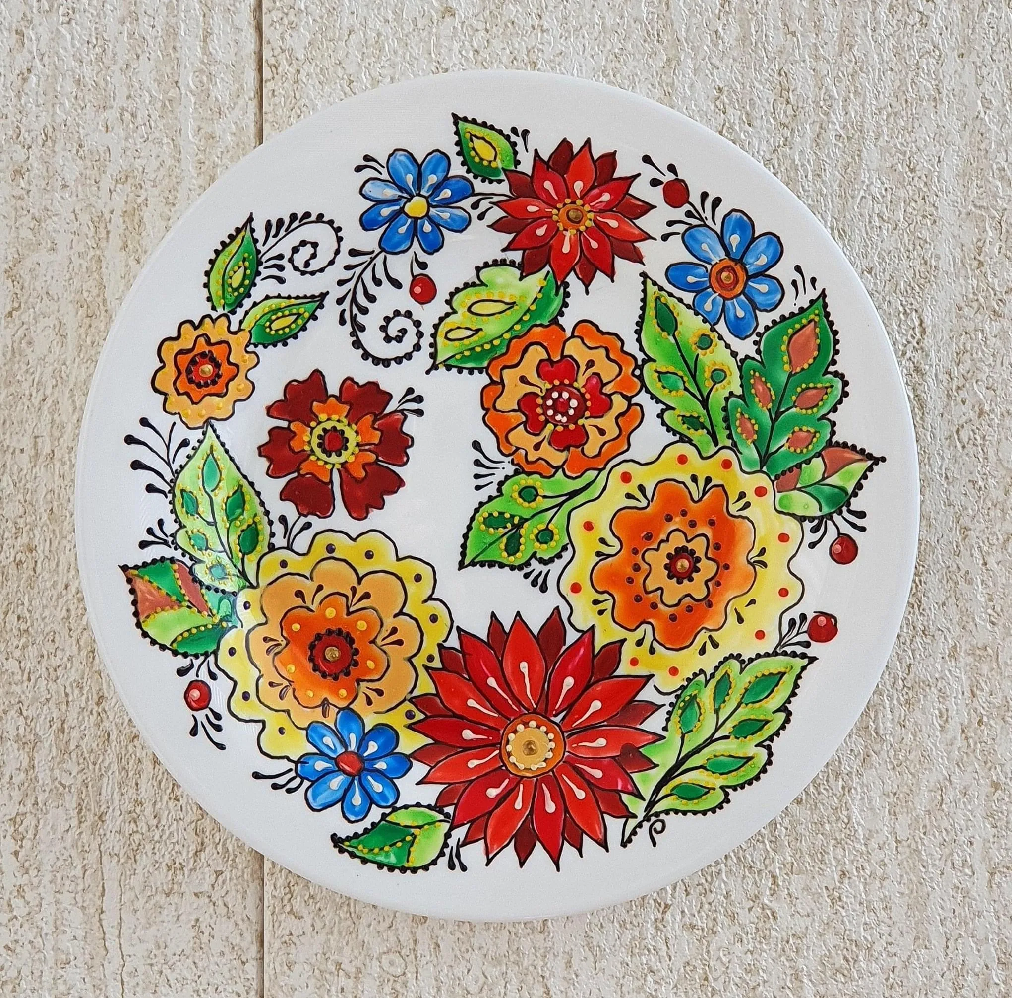 Small Hand-Painted Porcelain Plate - Flower Bouquet