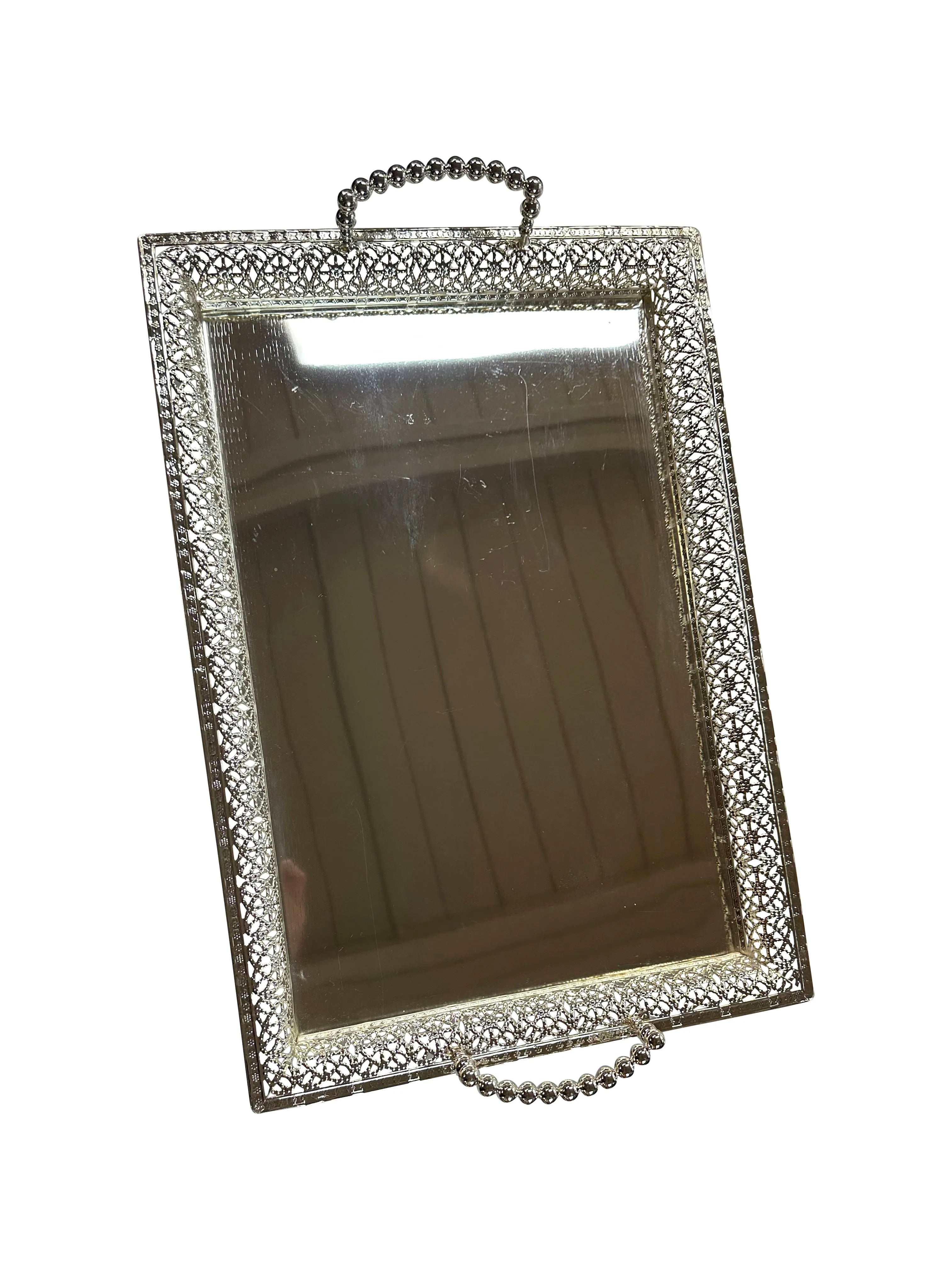 Small Wedding Tray With Handles in Silver