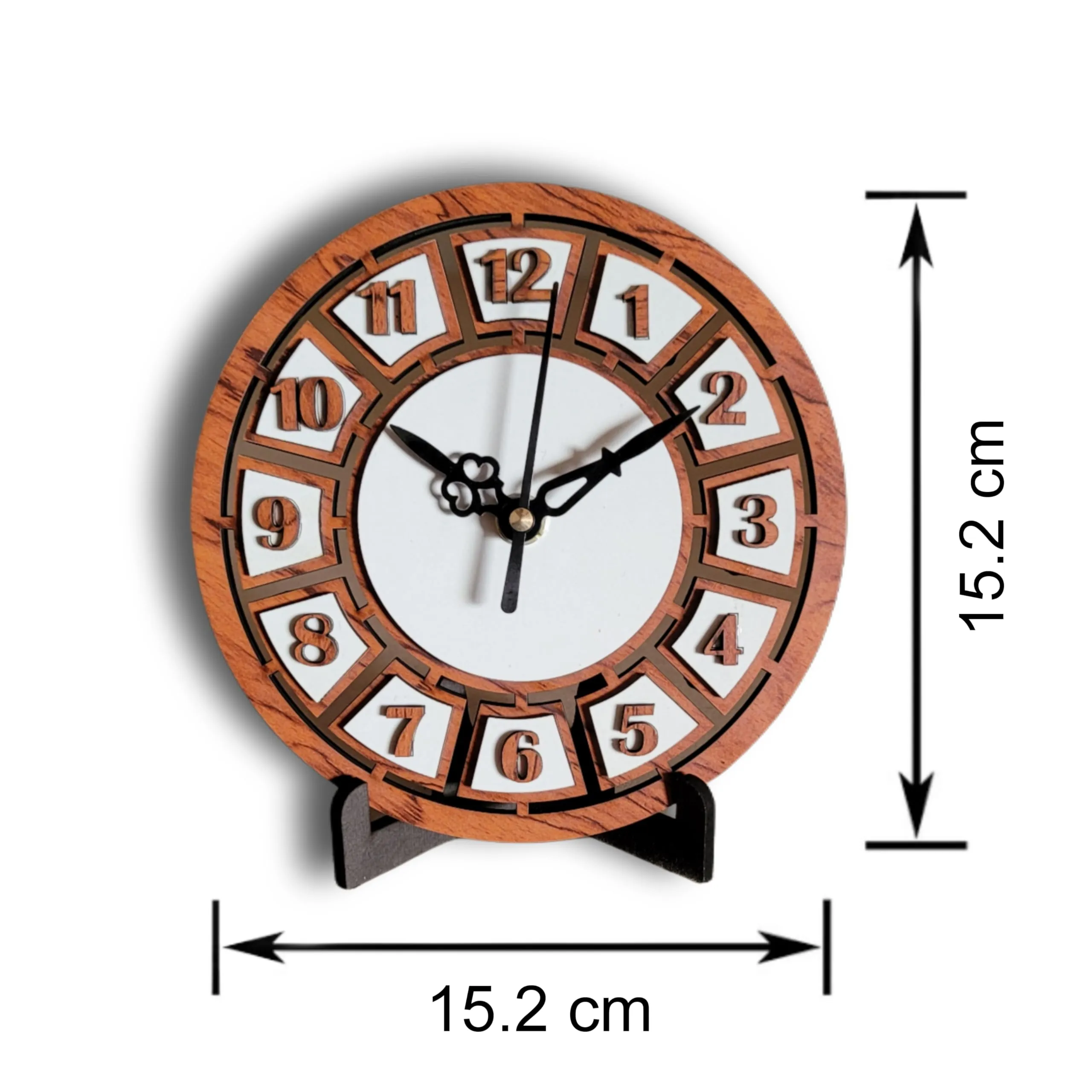 The Home Identity Wooden Designer Table Clock for Study Table Office, Desktop, Office Desk, (152 CM Dark Brown) Heavy Laminated Wooden Material 7 mm Thick.