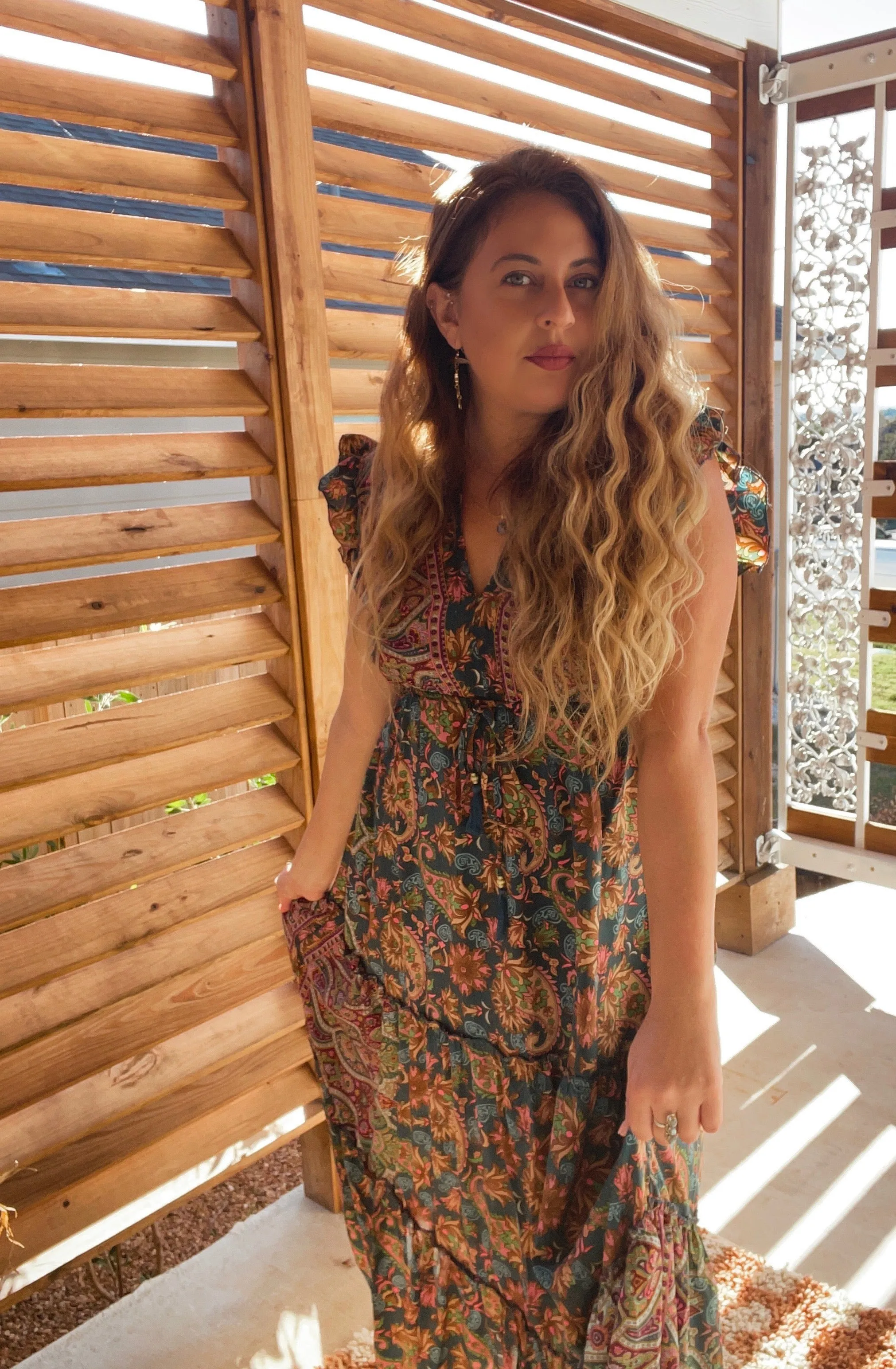 Tiered Bohemian Maxi Dress (Red)