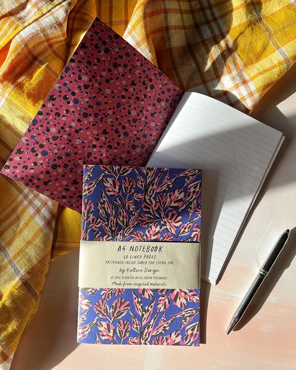 Violet Wild Plants Botanical Pattern A5 Notebook Lined Pages