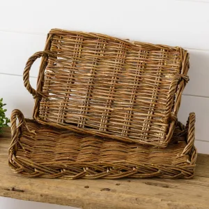 Wicker Basket Trays (Set Of 02)