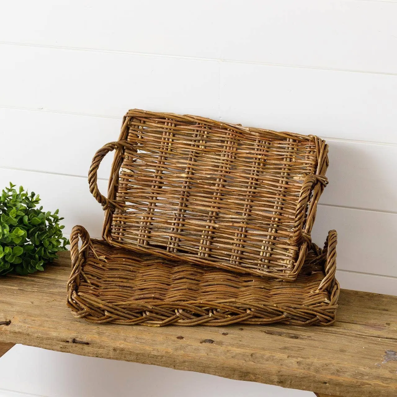 Wicker Basket Trays (Set Of 02)